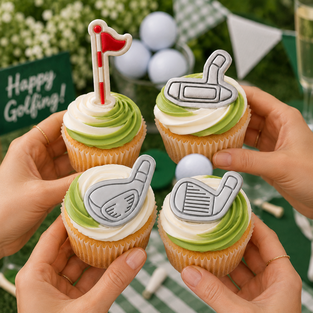 Set of 4 Golf Driver, Iron, Putter & Flagstick Mini Cookie Cutter & Stamp Set