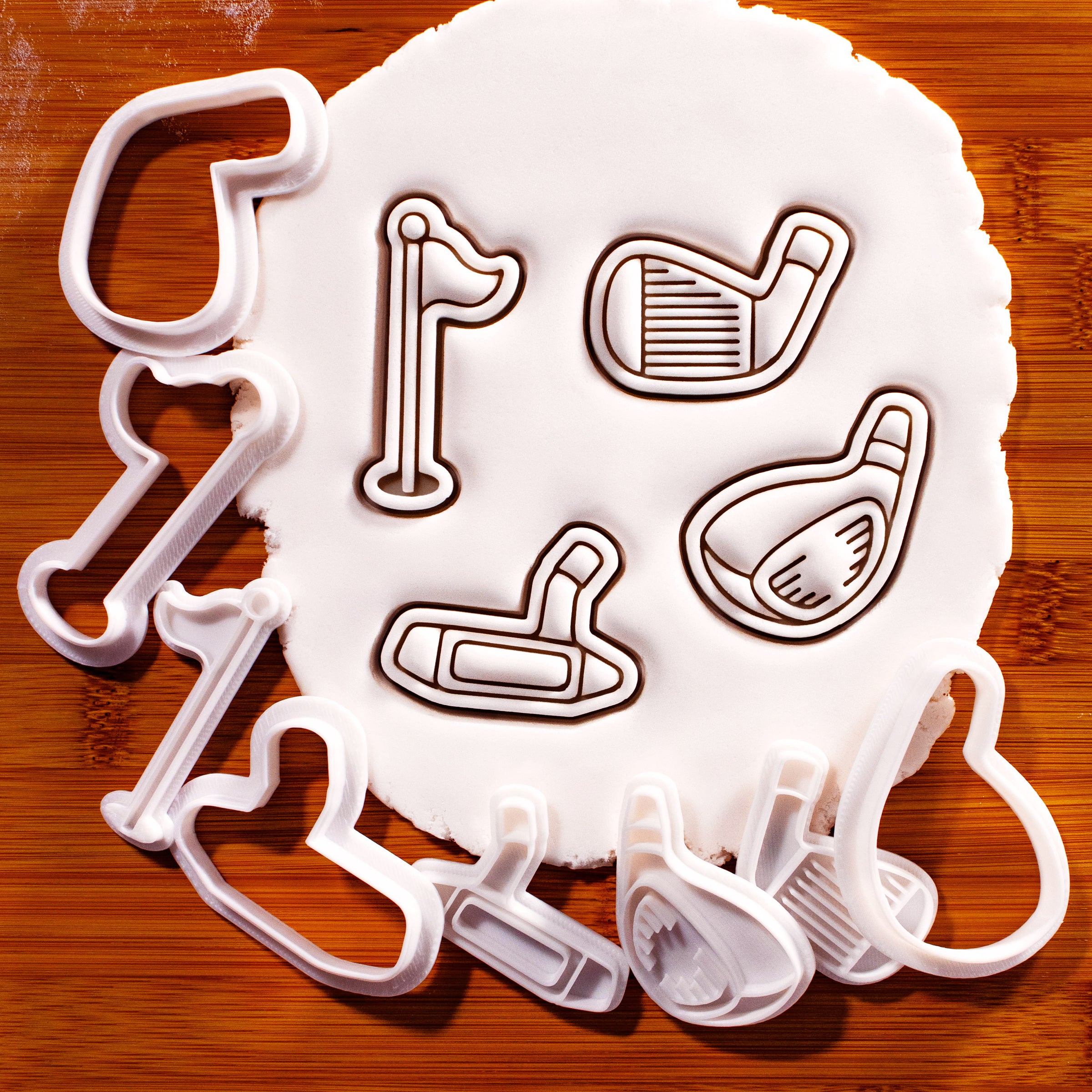 Set of 4 Golf Driver, Iron, Putter & Flagstick Mini Cookie Cutter & Stamp Set