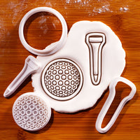 Set of 2 Golf Ball & Tee Mini Cookie Cutter & Stamp Sets