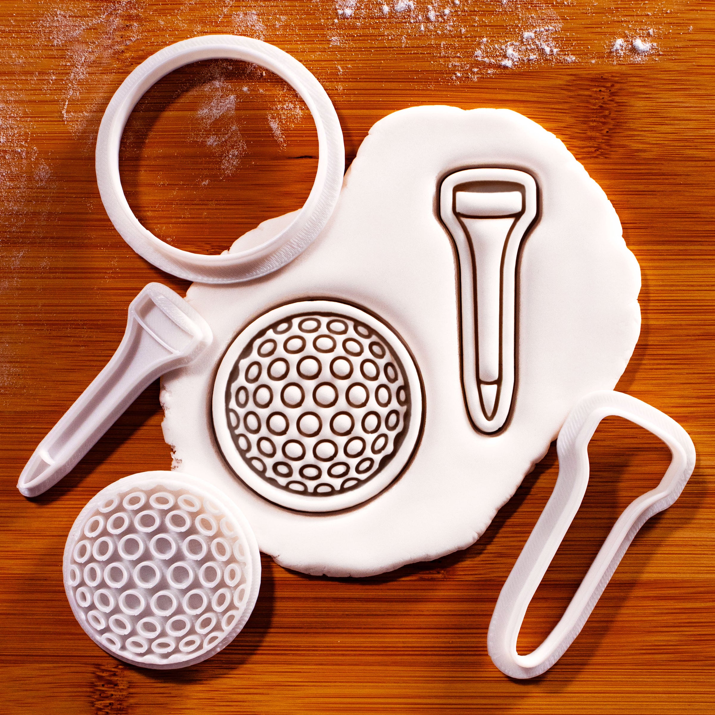 Set of 2 Golf Ball & Tee Mini Cookie Cutter & Stamp Sets