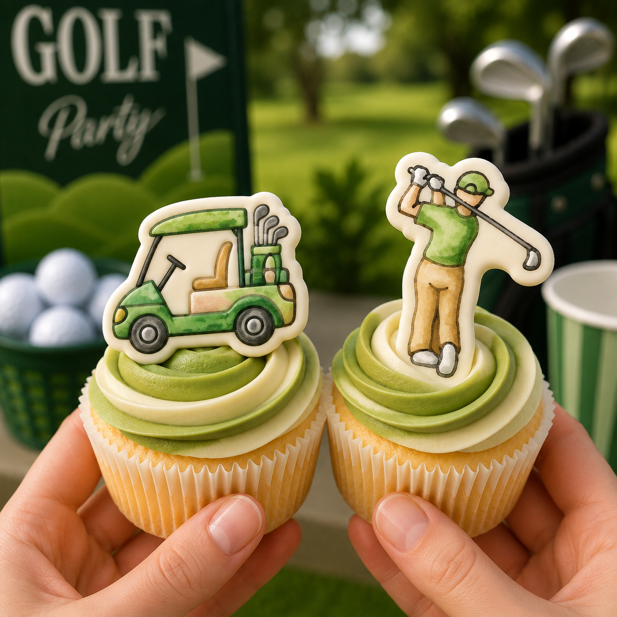 Set of 2 Golf Cart & Golfer Mini Cookie Cutter & Stamp Sets