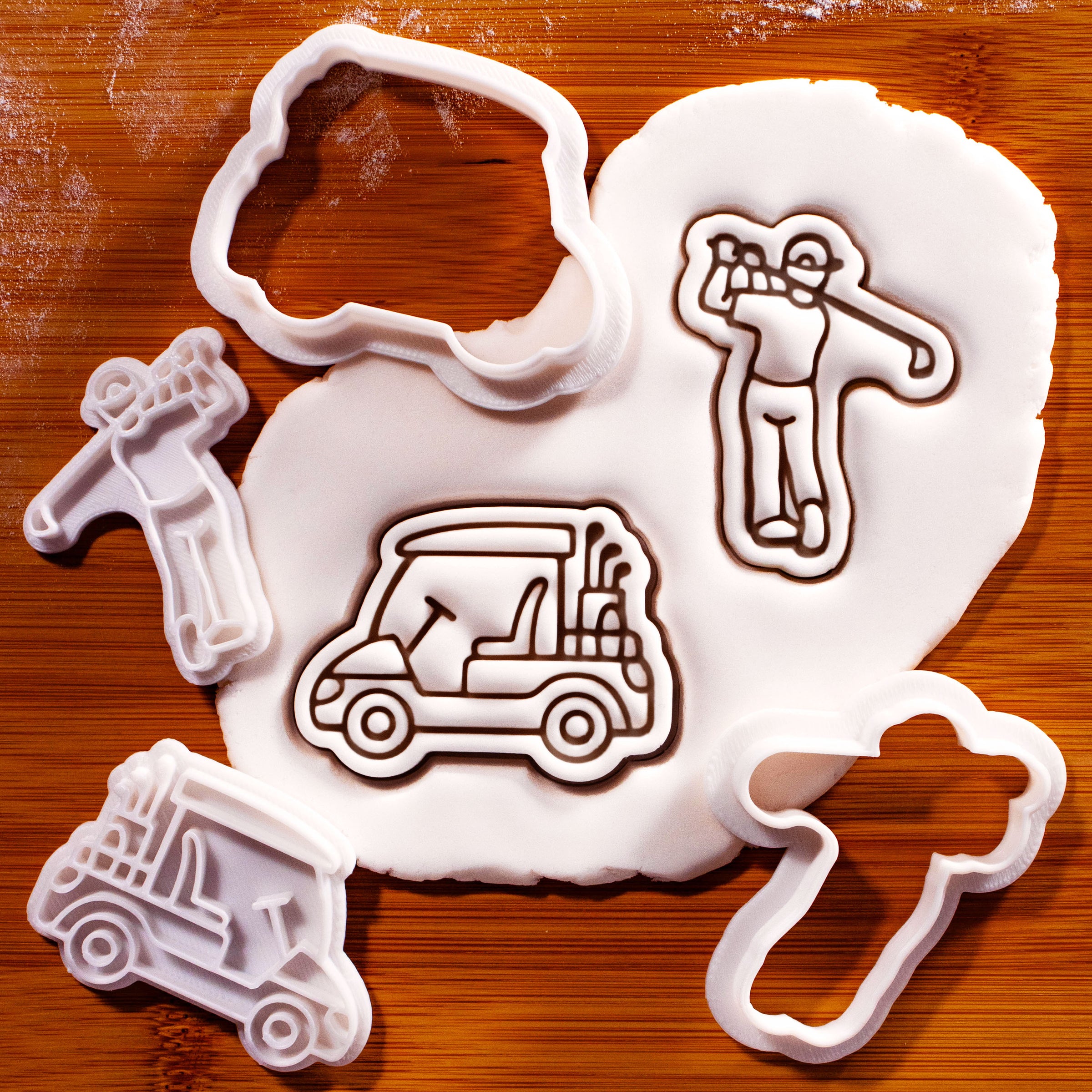 Set of 2 Golf Cart & Golfer Mini Cookie Cutter & Stamp Sets