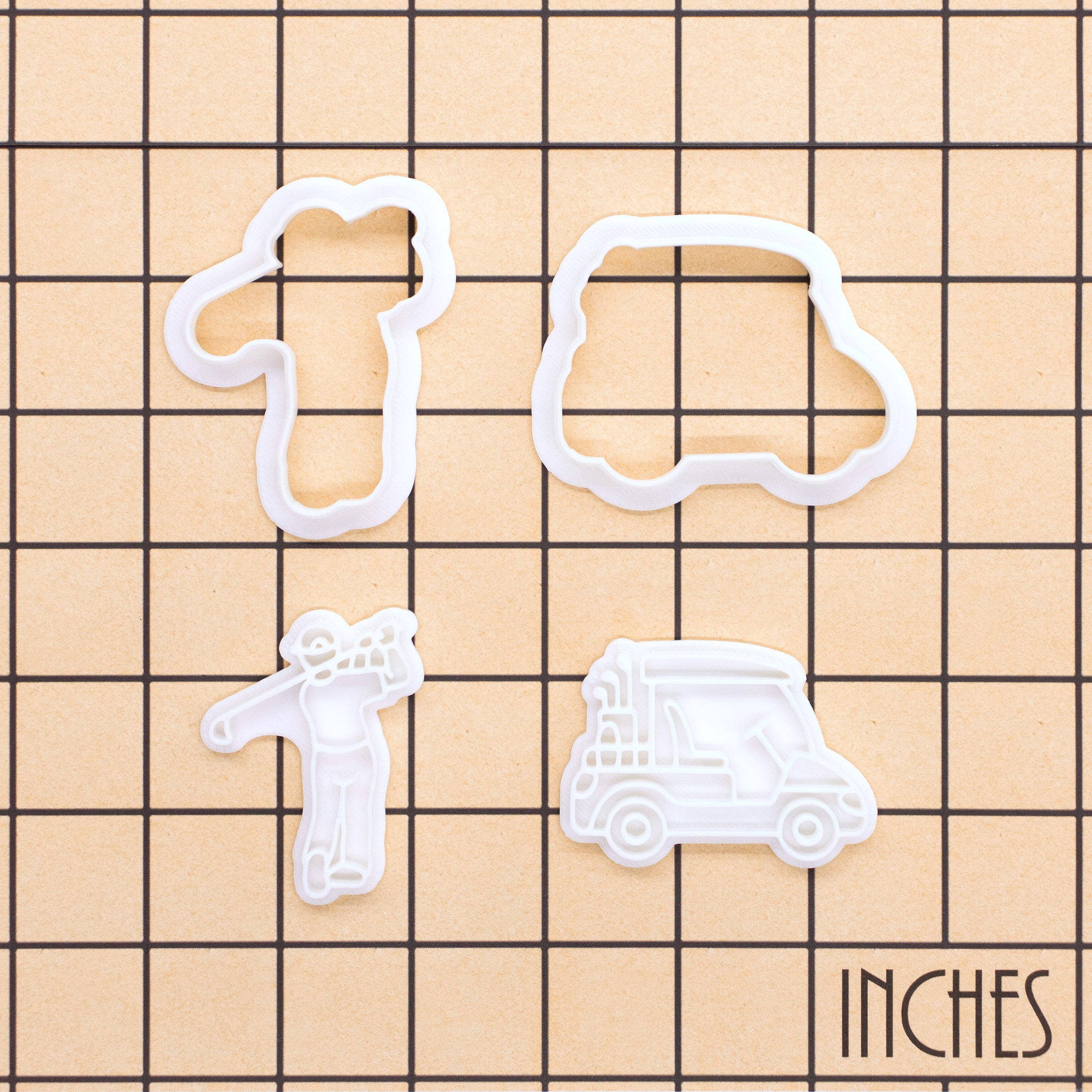 Set of 2 Golf Cart & Golfer Mini Cookie Cutter & Stamp Sets
