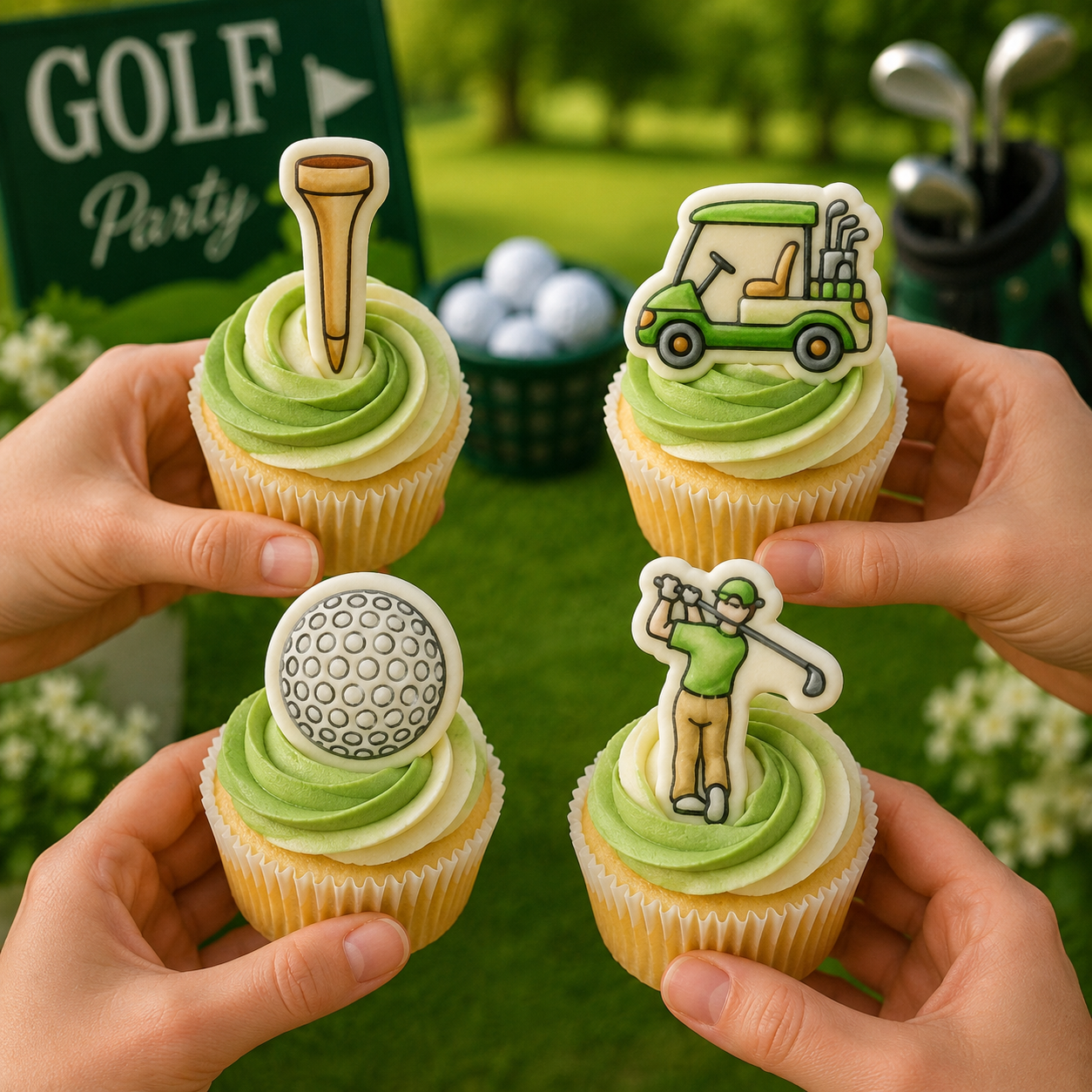 Set of 4 Golf Ball, Tee, Cart & Golfer Mini Cookie Cutter & Stamp Sets