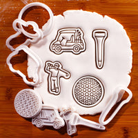 Set of 4 Golf Ball, Tee, Cart & Golfer Mini Cookie Cutter & Stamp Sets