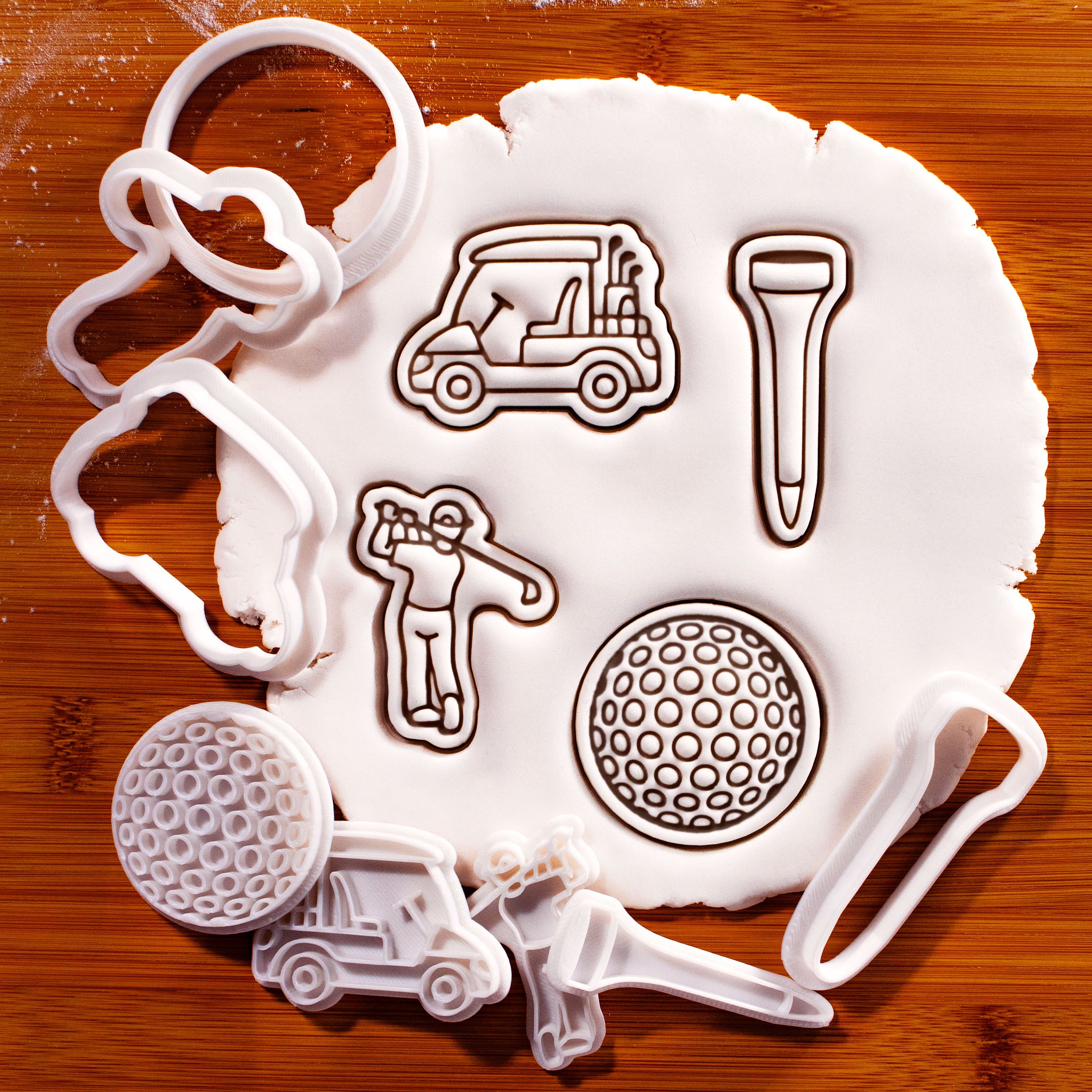 Set of 4 Golf Ball, Tee, Cart & Golfer Mini Cookie Cutter & Stamp Sets