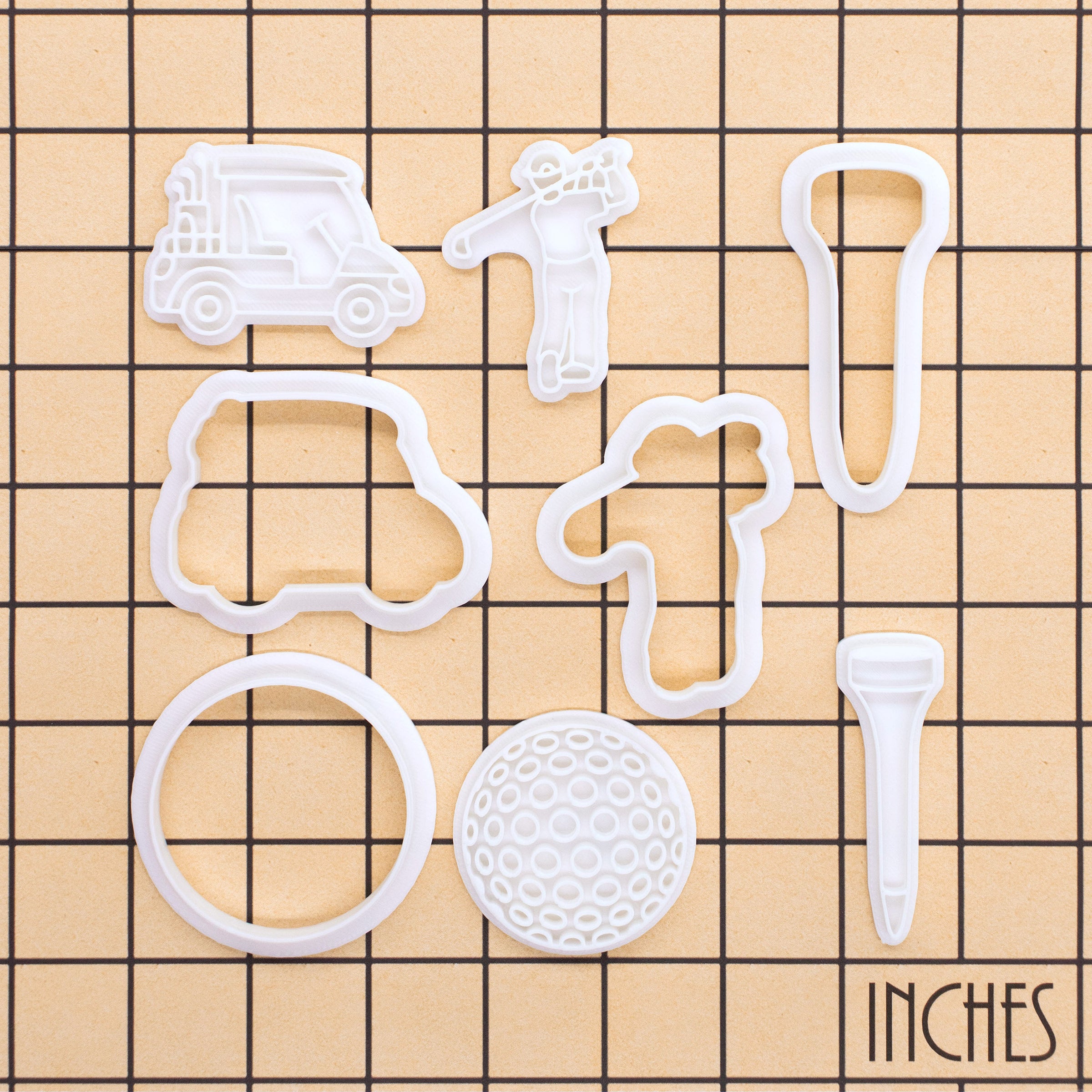 Set of 4 Golf Ball, Tee, Cart & Golfer Mini Cookie Cutter & Stamp Sets