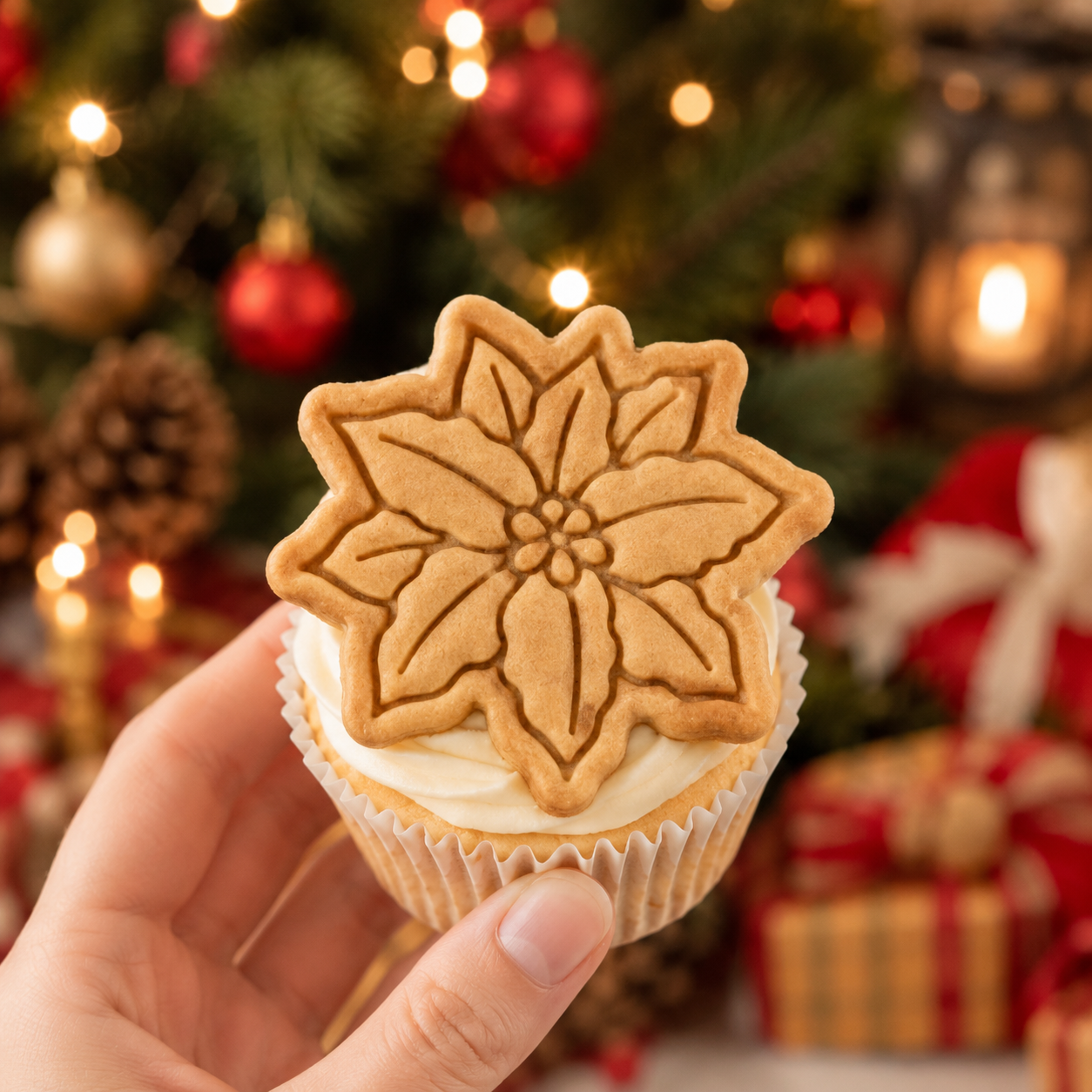 Poinsettia Flower Mini Cookie Cutter & Stamp Set