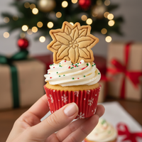 Poinsettia Flower Mini Cookie Cutter & Stamp Set