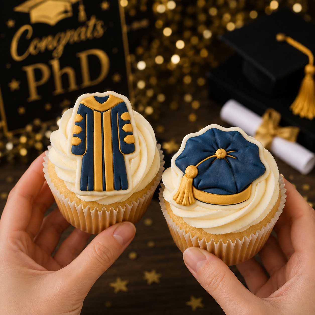 Set of 2 Doctoral Tam & Doctoral Regalia Mini Cookie Cutter & Stamp Set
