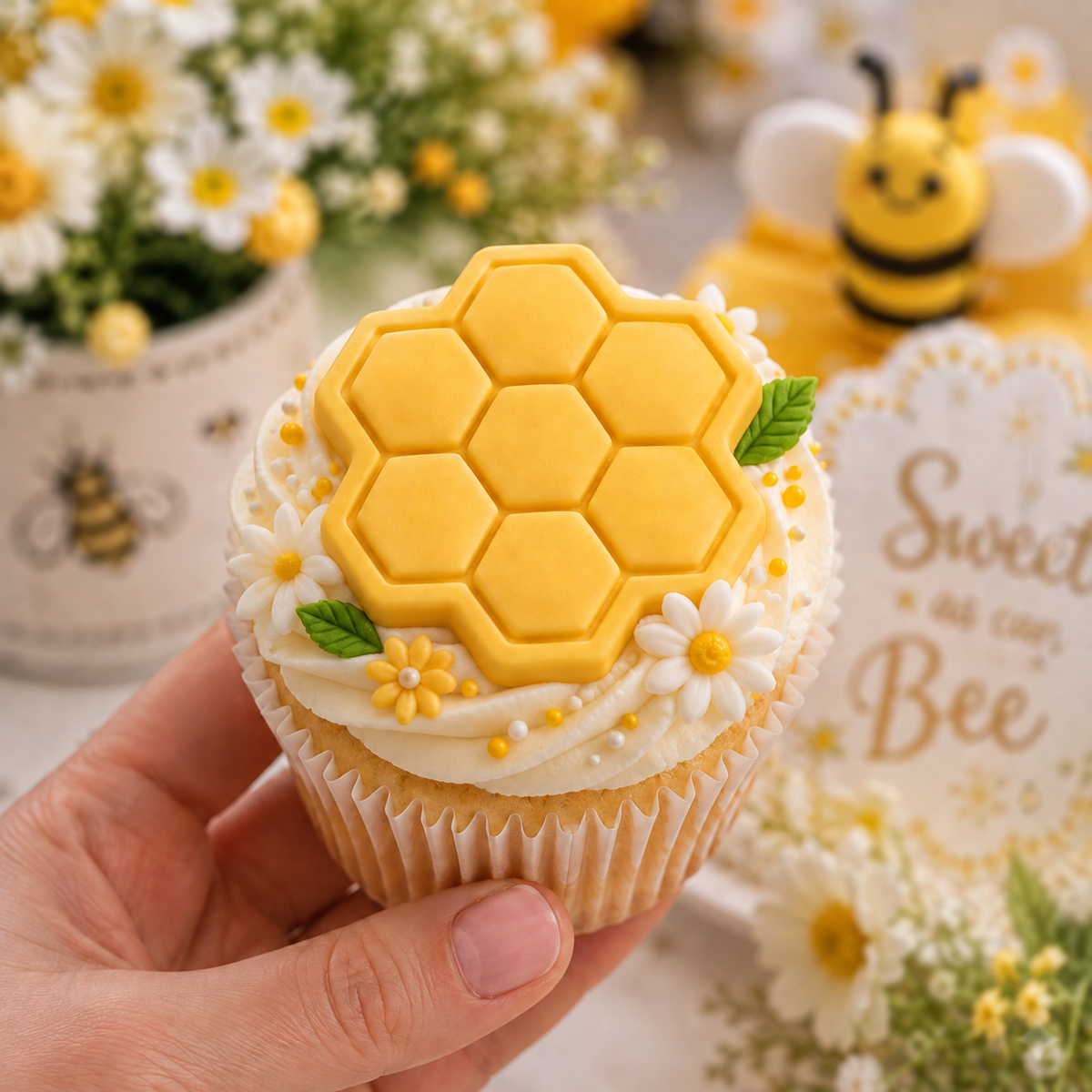 Hexagonal Honeycomb Mini Cookie Cutter & Stamp Set