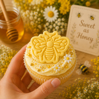 Bee Shaped Honey Bee Mini Cookie Cutter & Stamp Set