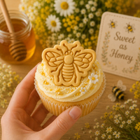 Bee Shaped Honey Bee Mini Cookie Cutter & Stamp Set