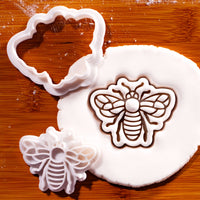 Bee Shaped Honey Bee Mini Cookie Cutter & Stamp Set