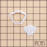 Bee Shaped Honey Bee Mini Cookie Cutter & Stamp Set