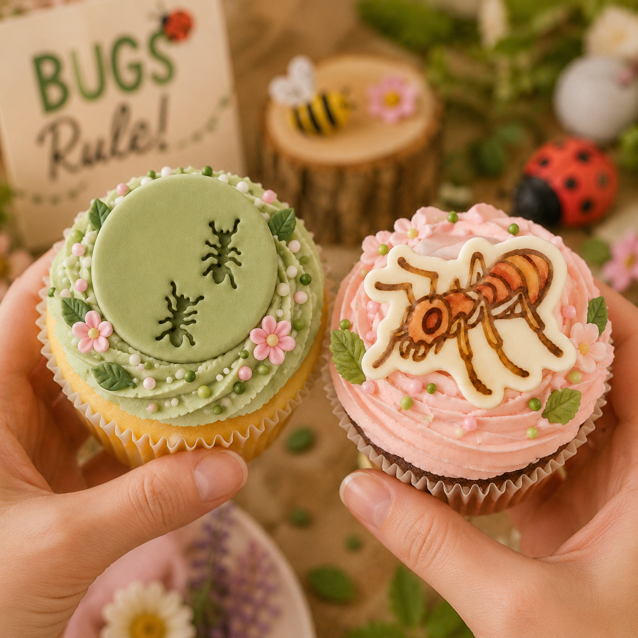 Set of 2 Realistic Ant & Ants Trail Mini Cookie Cutter & Stamp Set