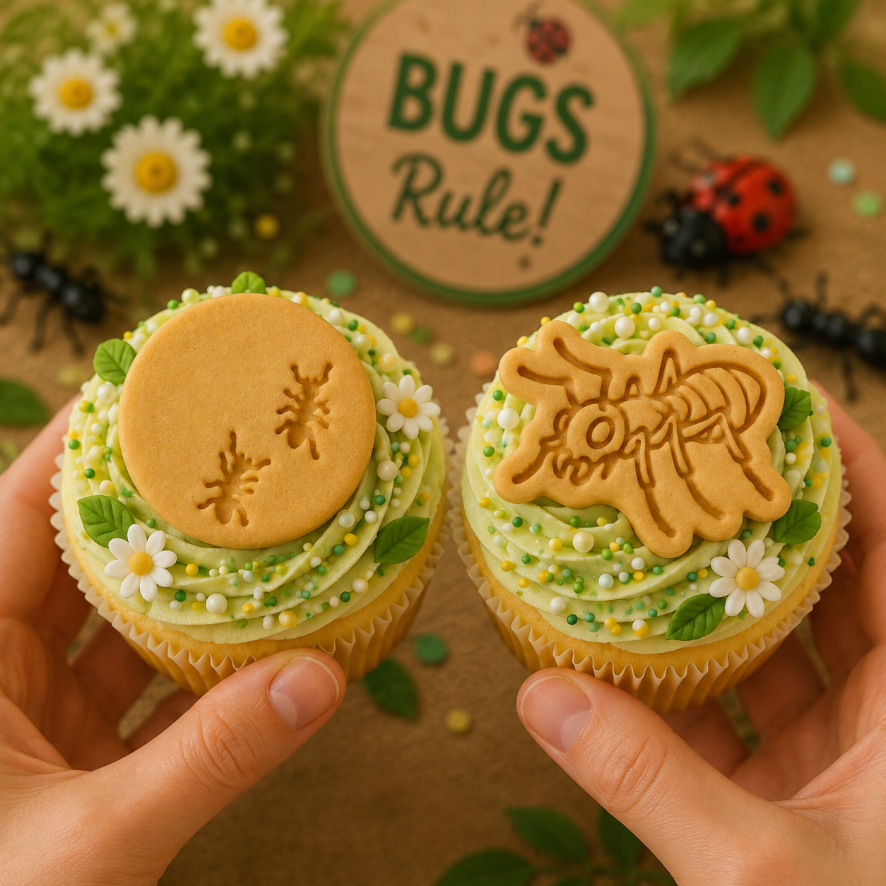 Set of 2 Realistic Ant & Ants Trail Mini Cookie Cutter & Stamp Set