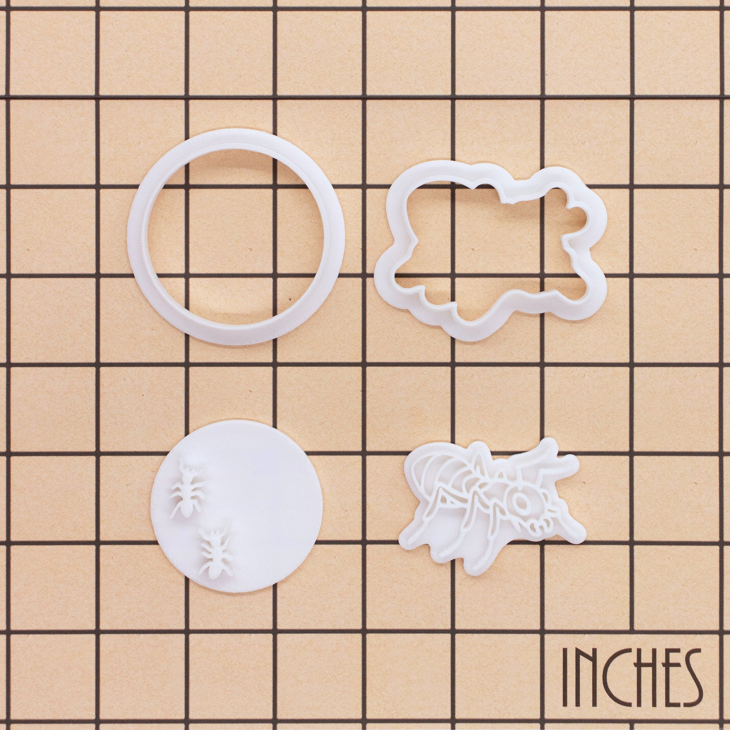 Set of 2 Realistic Ant & Ants Trail Mini Cookie Cutter & Stamp Set