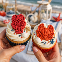 Set of 2 Lobster & Crab Mini Cookie Cutter & Stamp Set