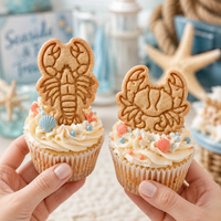 Set of 2 Lobster & Crab Mini Cookie Cutter & Stamp Set