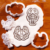 Set of 2 Lobster & Crab Mini Cookie Cutter & Stamp Set