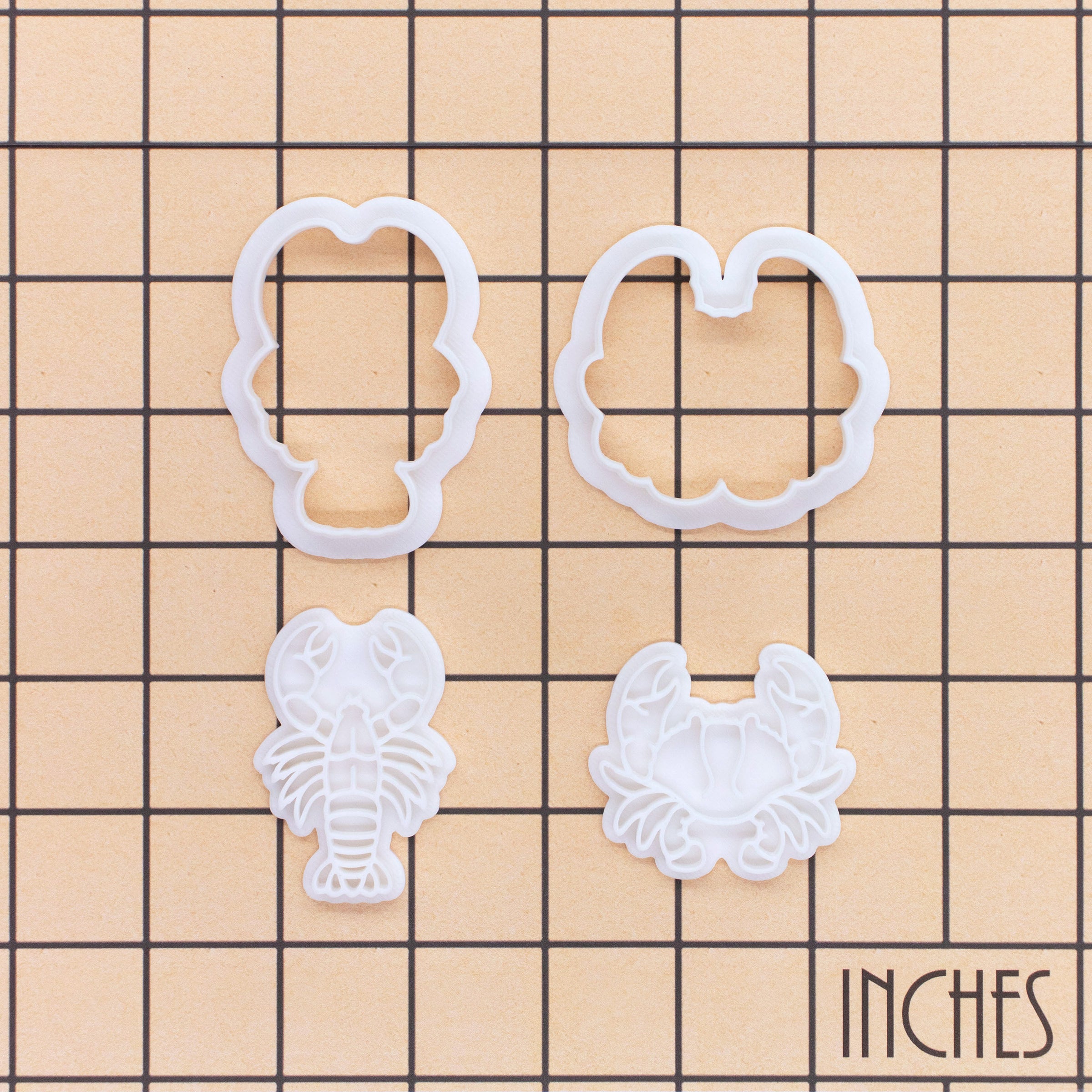 Set of 2 Lobster & Crab Mini Cookie Cutter & Stamp Set