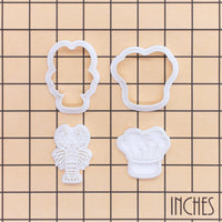 Set of 2 Lobster & Chef Hat Mini Cookie Cutter & Stamp Set