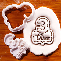 Number Three Mini Cookie Cutter & Stamp Set