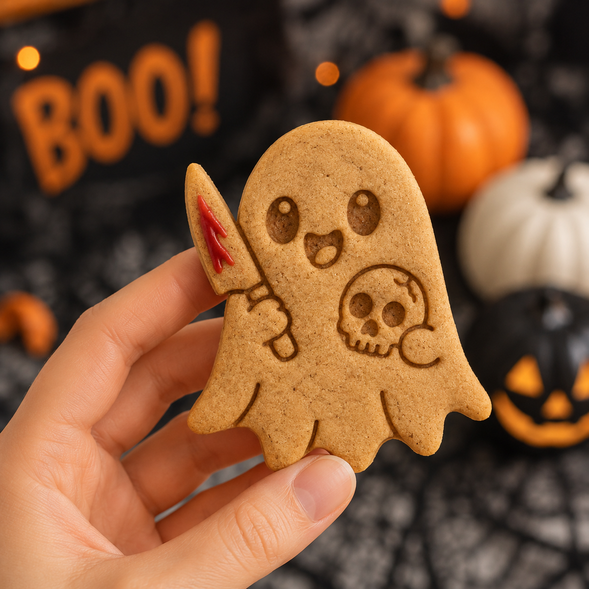 Mischievous Ghost with Skull Cookie Cutter