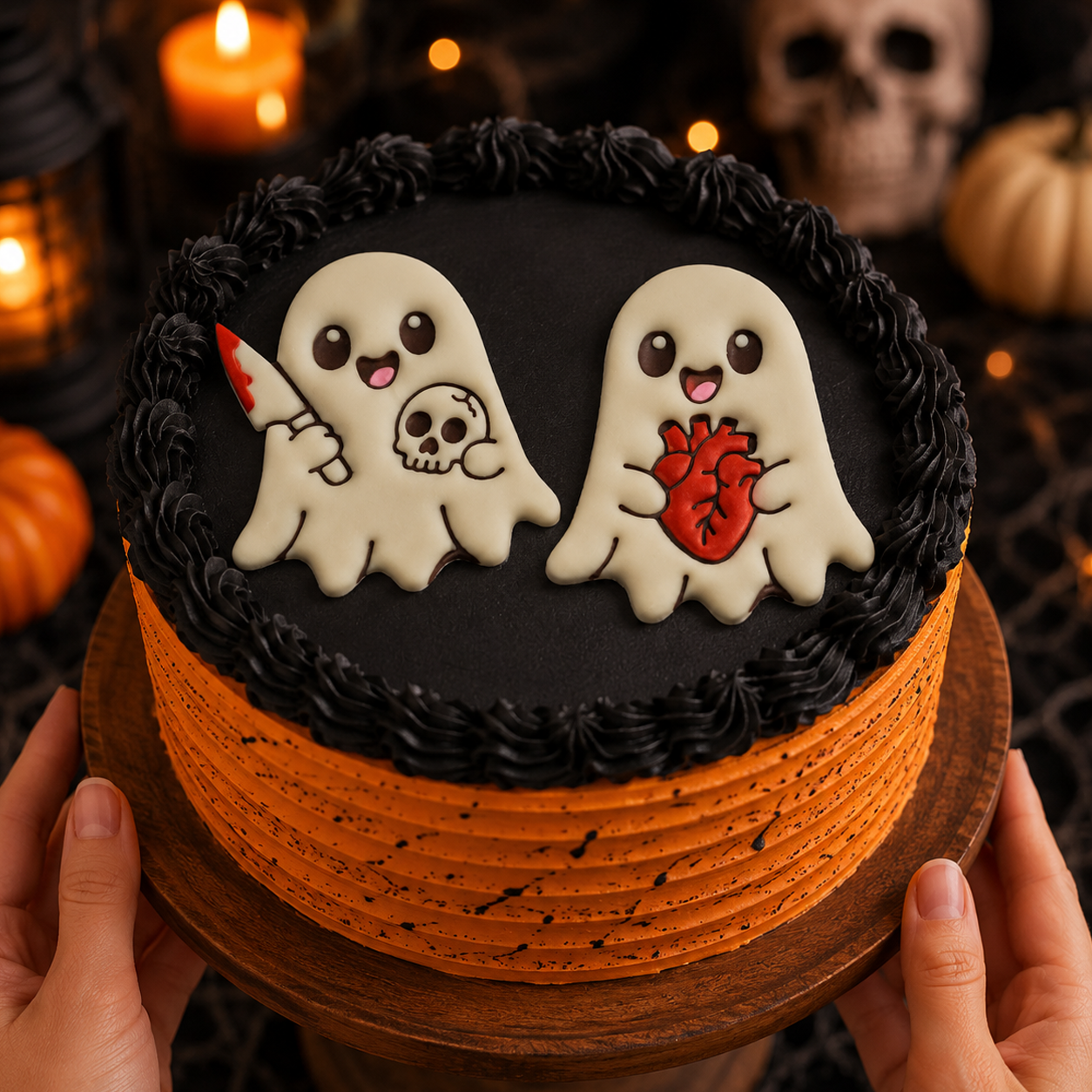 Set of 2 Mischievous Ghost with Skull & Anatomical Heart Ghost Cookie Cutters