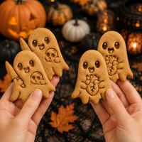 Set of 2 Mischievous Ghost with Skull & Anatomical Heart Ghost Cookie Cutters