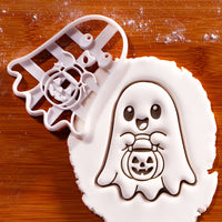 Ghost with Jack O Lantern Candy Bucket Cookie Cutter