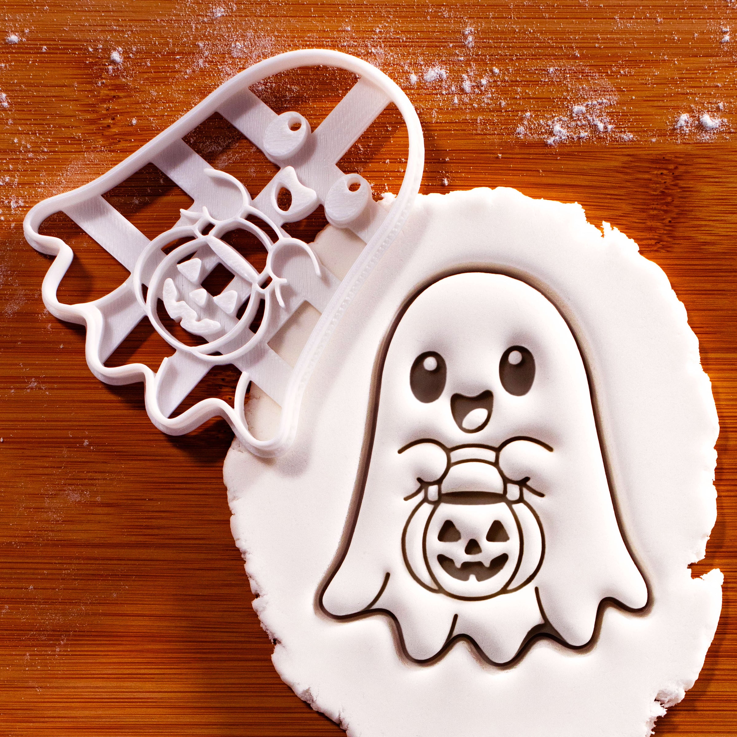 Ghost with Jack O Lantern Candy Bucket Cookie Cutter