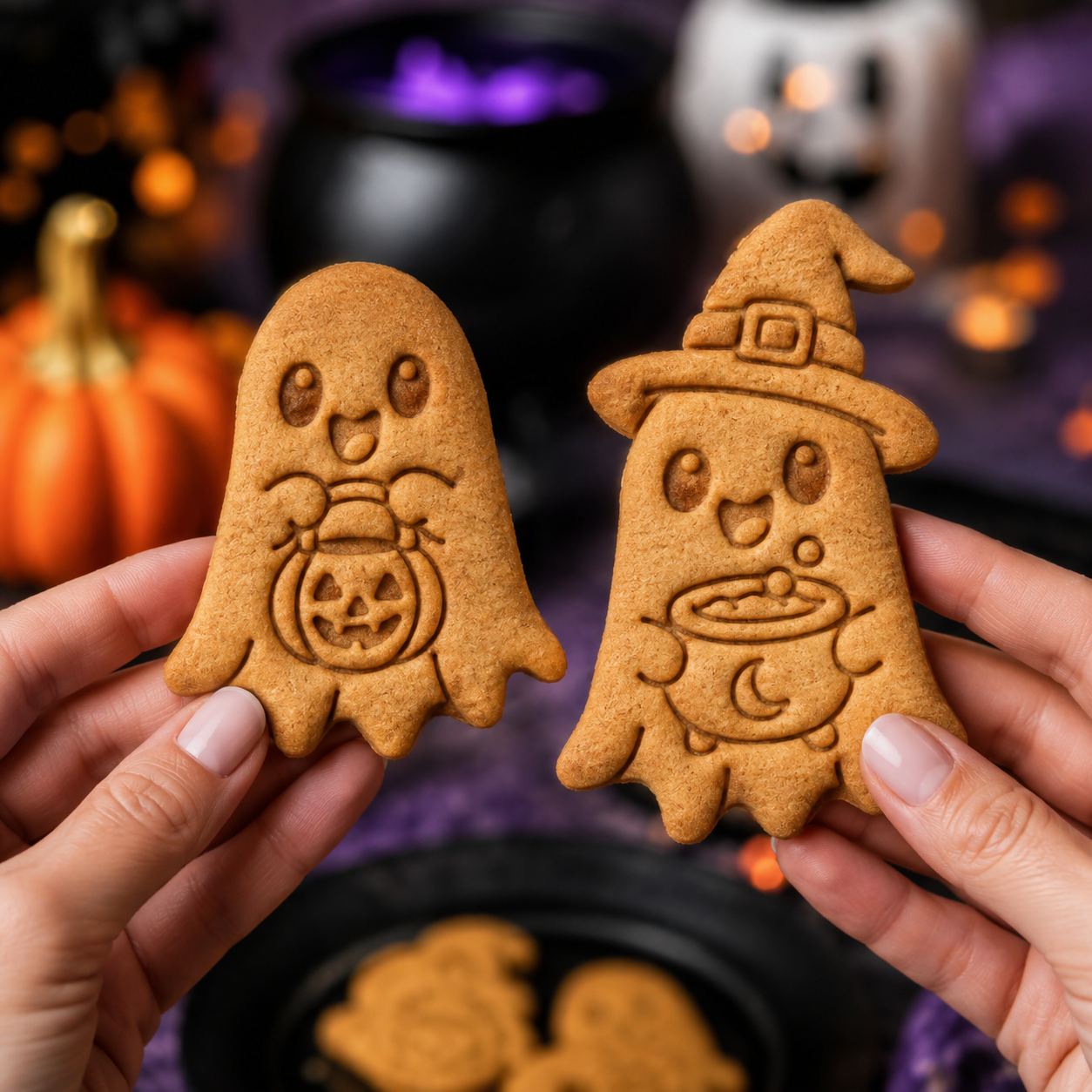 2 Ghost Cookie Cutters - Jack O Lantern & Witchy Ghost