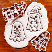 2 Ghost Cookie Cutters - Jack O Lantern & Witchy Ghost