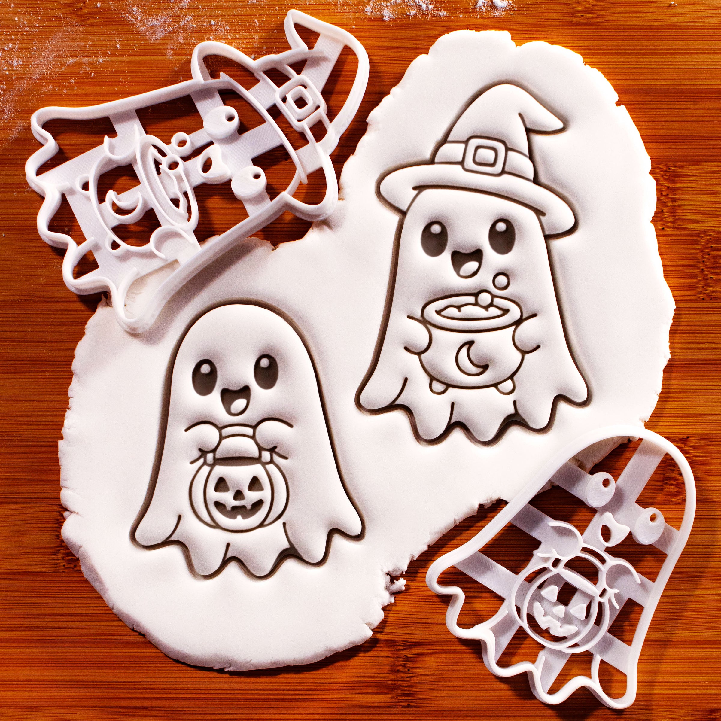2 Ghost Cookie Cutters - Jack O Lantern & Witchy Ghost