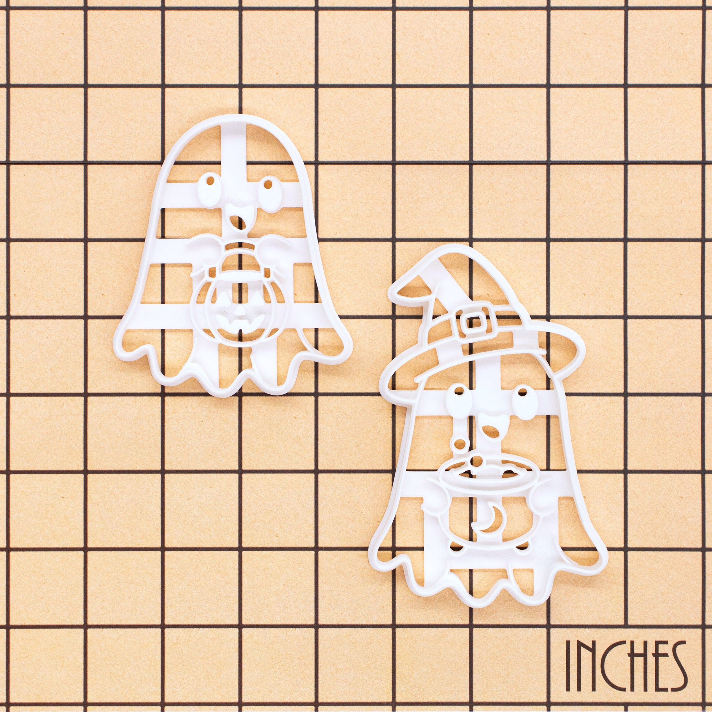 2 Ghost Cookie Cutters - Jack O Lantern & Witchy Ghost