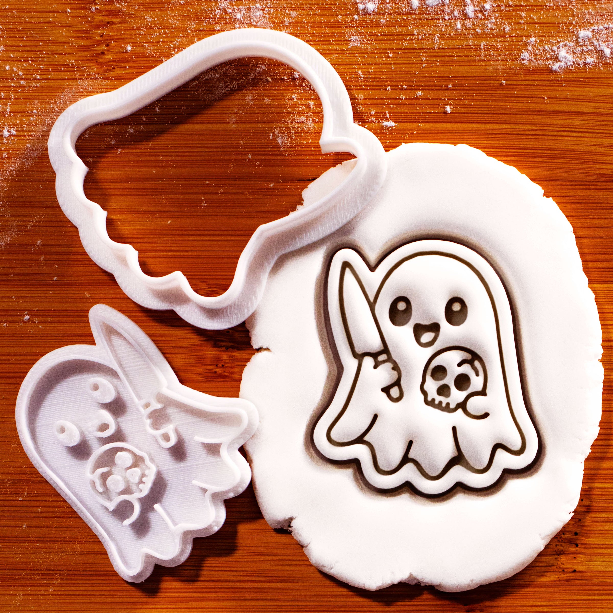 Mischievous Ghost Skull Mini Cookie Cutter & Stamp Set