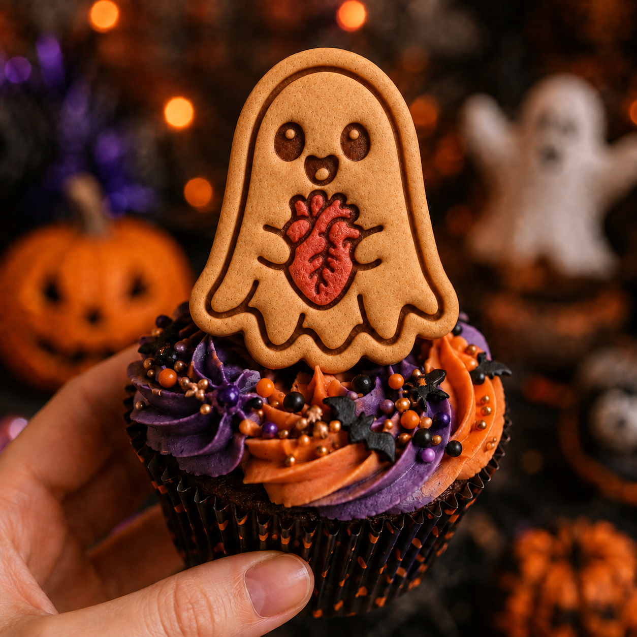 Ghost with Anatomical Heart Mini Cookie Cutter & Stamp Set
