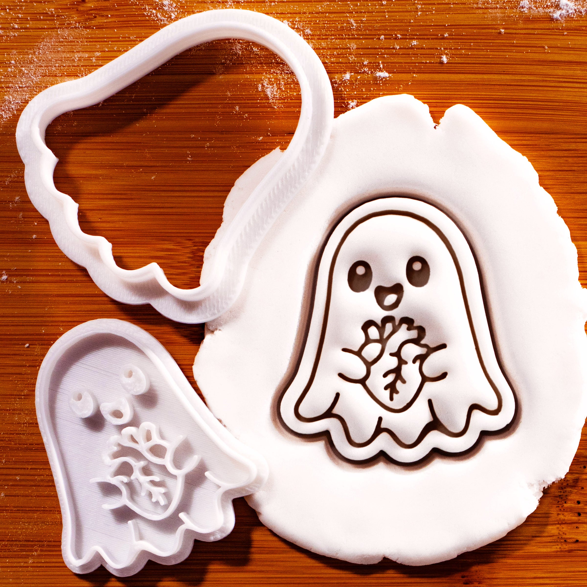 Ghost with Anatomical Heart Mini Cookie Cutter & Stamp Set