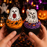 2 Mini Ghost Cookie Cutters & Stamps - Skull & Anatomical Heart