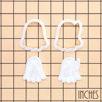 2 Mini Ghost Cookie Cutters & Stamps - Skull & Anatomical Heart