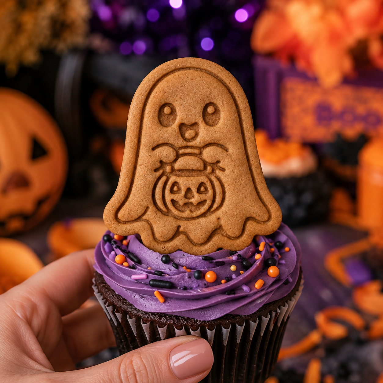 Ghost with Candy Bucket Mini Cookie Cutter & Stamp Set