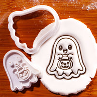 Ghost with Candy Bucket Mini Cookie Cutter & Stamp Set