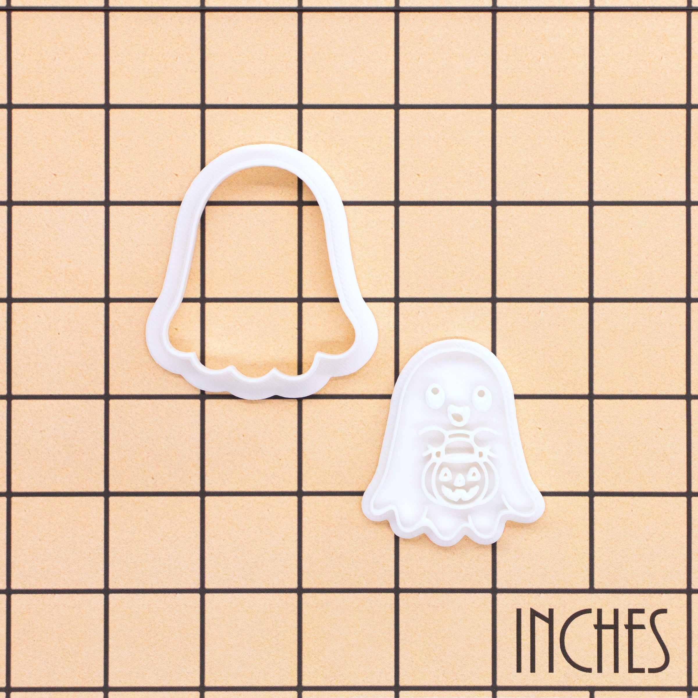 Ghost with Candy Bucket Mini Cookie Cutter & Stamp Set