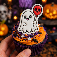 Halloween Ghost with Skull Balloon Mini Cookie Cutter & Stamp Set
