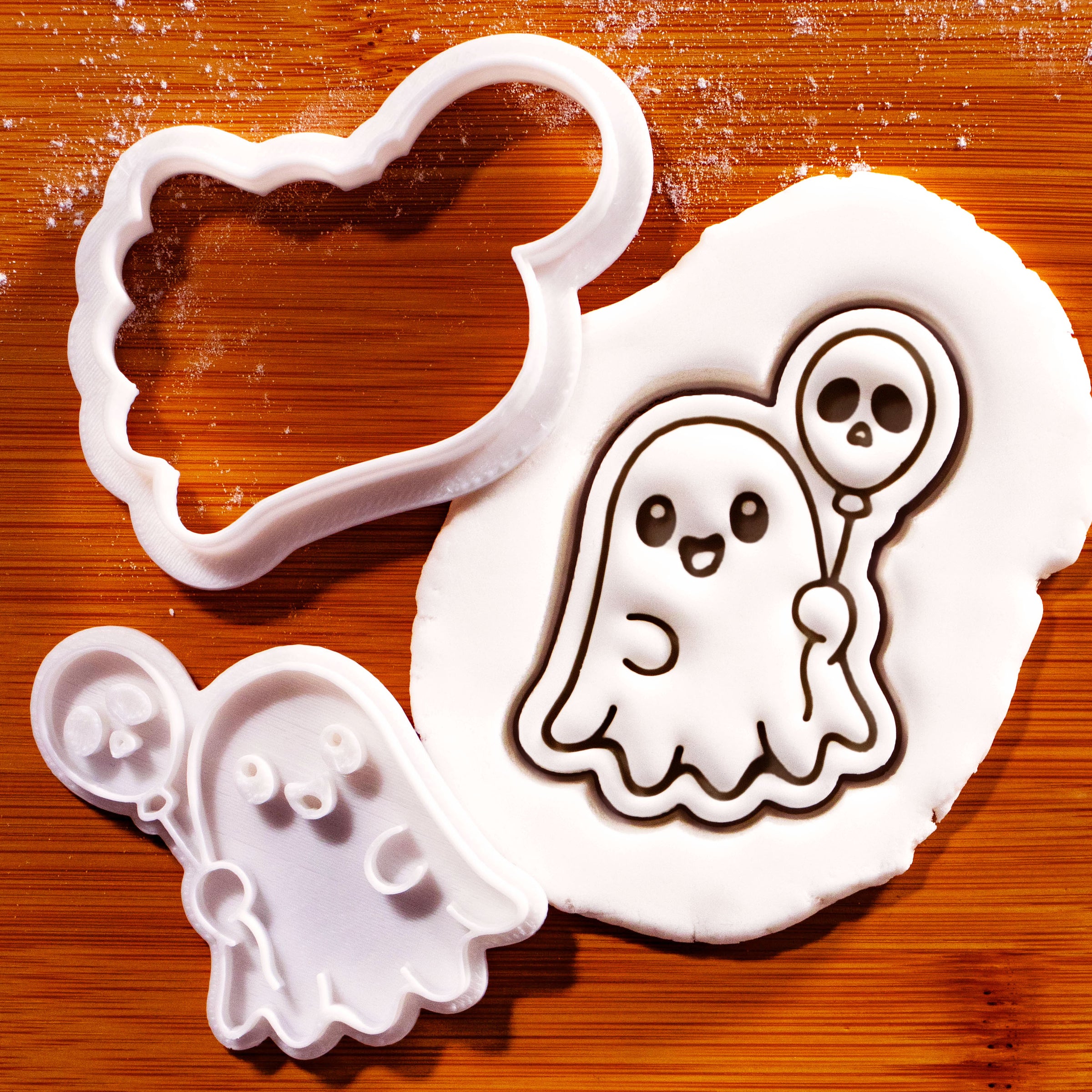 Halloween Ghost with Skull Balloon Mini Cookie Cutter & Stamp Set