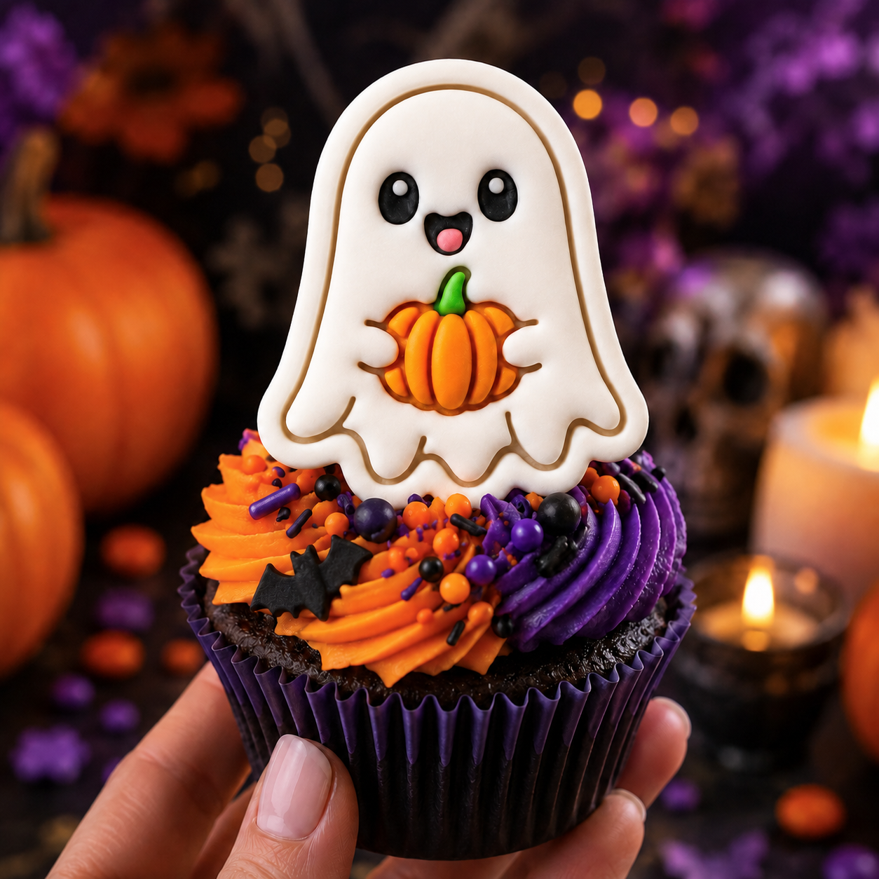 Ghost with Pumpkin Mini Cookie Cutter & Stamp Set