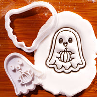 Ghost with Pumpkin Mini Cookie Cutter & Stamp Set