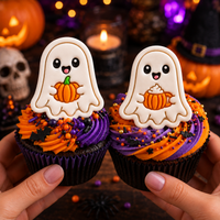 2 Mini Ghost Cookie Cutters & Stamps - Spiced Latte & Pumpkin